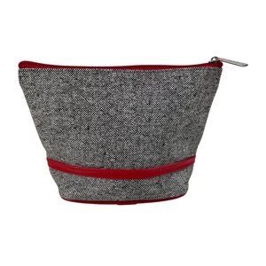 Lancome Cosmetic Bag Woven Texture Black & White With Red Accents